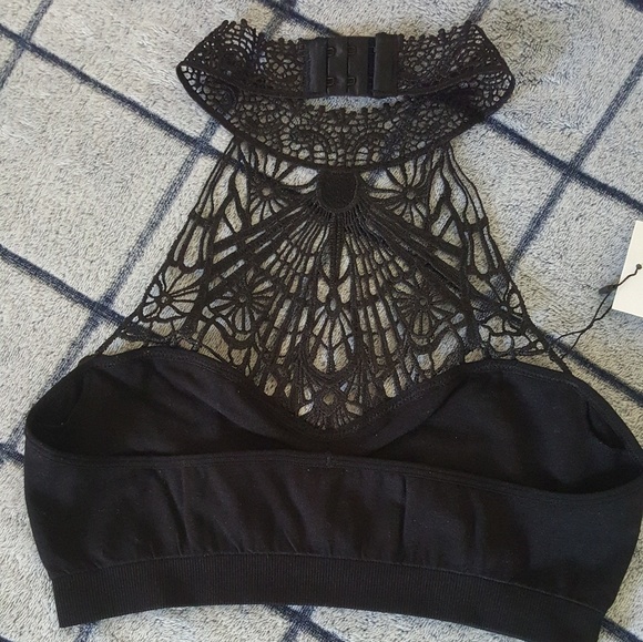 ✅3 for $25✅SEXY LACE HIGH NECKLINE BRALETTE BLK - Picture 5 of 6